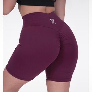 CLS Women's Burgundy Bike Shorts Small S scrunch bum butt